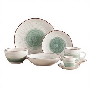 Modern Luxury Stoneware <b>Dinnerware</b> <b>Sets</b> <b>8</b> Inches Handpaint Pattern Dishwasher Safe Eco-Friendly Party Use - Product Image 1