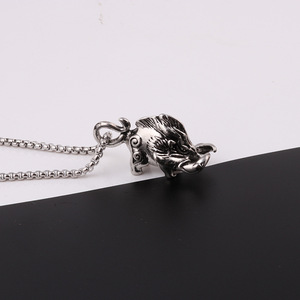 Collier Punk avec <span class=keywords><strong>pendentif</strong></span> en forme de <span class=keywords><strong>sanglier</strong></span>, collier en alliage avec animaux primitifs, chaîne de pull, bijoux de mode, cadeau - Product Image 5