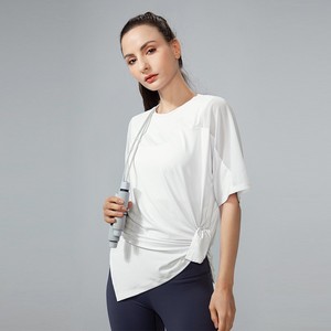 Vêtements de sport respirants à séchage rapide pour femmes grandes tailles, t-shirts de sport à manches courtes, vêtements de yoga amples, col rond - Product Image 6