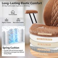 Fauteuil de salon moderne en cuir PU marron, capitonné losanges, pivotant, réglable en hauteur, inclinable, pour bureau - Vente en gros