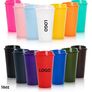 Gobelets à café réutilisables personnalisés avec logo, 16 oz, avec couvercles, gobelets de voyage en plastique, pour thé glacé, boissons froides, bouteilles de fête multicolores, mugs - Product Image 1