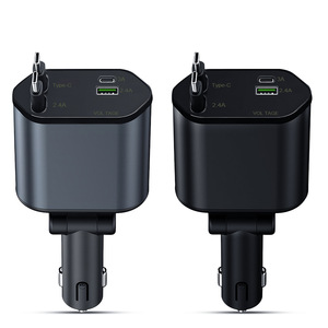 Chargeur de voiture mini 4 en 1, câble rétractable type C, charge rapide avec affichage numérique de la tension, surveillance de la tension 12 24V - Product Image 5