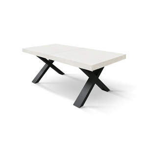<b>Extendable</b> <b>White</b> Ash <b>Dining</b> <b>Table</b> 180x90 Black Crossed Legs Internal Use - Product Image 1