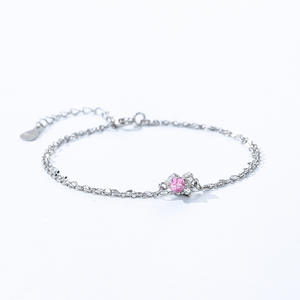 Pulsera de Doble Capa de Plata de Ley S925 con Circonita Rosa Flor de Cerezo - Regalo de Aniversario para Mujer - Product Image 4