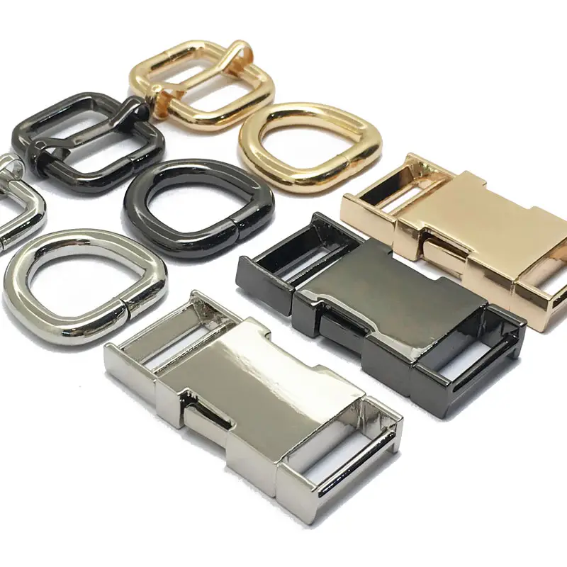 Wholesale Hardware Gold Ring Press Quick Release Clip Dog Collar Metal Buckle Set For Pet Leach