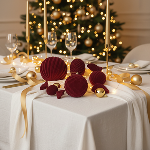 Bolas de Navidad Grandes de Terciopelo Rojo, Verde y Marrón, Bolas de Navidad de Terciopelo Flocado de 15 Pulgadas, Adornos Colgantes para Árbol - Product Image 3