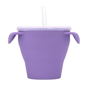 Tazón plegable de silicona de grado alimenticio para bebés y niños, suministros para madres y niños, taza de pajita para aperitivos, tazón de comida portátil para exteriores - Product Image 2