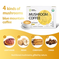 Café instantané 4 en 1 Champignon Café instantané avec Reishi Chaga Lions Mane Cordyceps