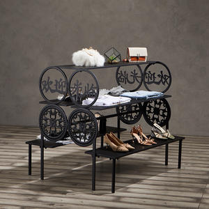 Banco antiguo estilo zapatos para niños tienda de ropa metal dorado/Blanco/Negro estante de exhibición de doble cara mesa de <span class=keywords><strong>escalera</strong></span> - Product Image 4