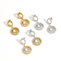 Boucles d'oreilles créoles géométriques multi-cercles Gaovo, plaquées or 18 carats, en acier inoxydable bicolore, hypoallergéniques, bijoux de mode pour femmes, cadeau
