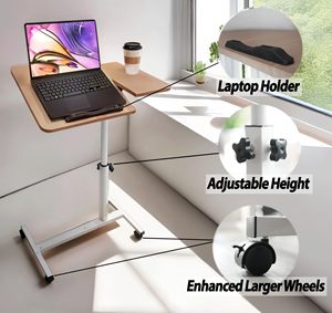 Mesa de pie móvil ajustable, Mesa con ruedas, altura ajustable, hogar, hospital, madera, metal, rodando sobre mesa de cama - Product Image 5