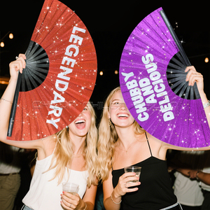 Gloeiende Reflecterende 13 Inch Grote Bamboe Opvouwbare Klak Hand Gehouden Ventilator Voor Rave Accessoires - Product Image 2