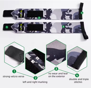 위장 무늬 웨이트 리프팅 손목 밴드 조절 가능한 헬스 피트니스 파워 리프팅 손목 보호대 - Product Image 3