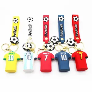 Cute Rubber 3D Football Jersey Keychain Sport Game Star KeyRings Schoolbag Pendant PVC Gift Keychain Crafts