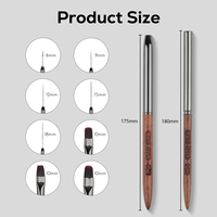 Kit de pinceaux professionnels pour nail art en acrylique, manucure, ronds, ovales, plats, ombrés, personnalisés, en nylon et bois de santal