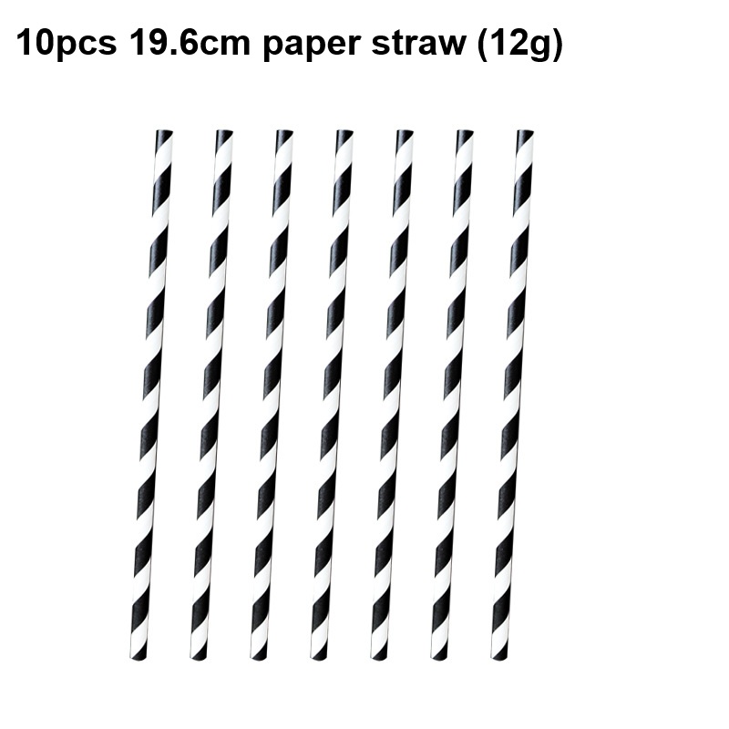 Black-10pcs  strip paper straw