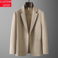 Blazer Classique Grande Taille pour Homme, Coupe Droite, Col Rabattu, Imperméable, Couleur Unie, Tissé, Automne