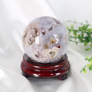 بيع بالجملة طبيعي شفاء كريستال كروي يدوي مصقول جيود عقيق زهرة درزي كروي - Product Image 3