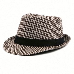 Custom Mens Fedora Hats Wholesale Unisex Houndstooth Fedora Hats Women - Product Image 2