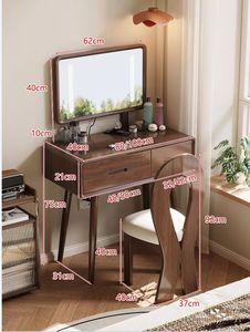 <span class=keywords><strong>Coiffeuse</strong></span> en bois massif pour petites chambres, style <span class=keywords><strong>scandinave</strong></span>, unité de rangement minimaliste avec miroir intégré - Product Image 1