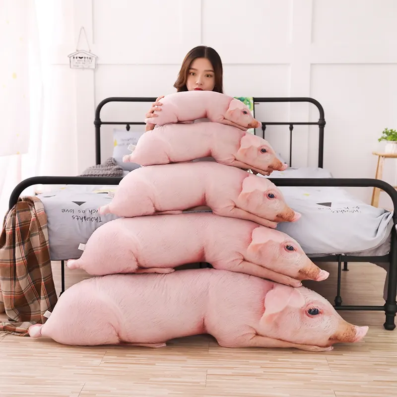Unisex Simulated Sleeping Pig Plush Pillow Stuffed Animals for Kids Adults Friends and Pets Sofa Chair Bolster Decor