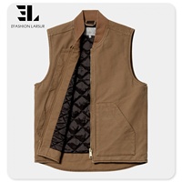LARSUR Gilet de travail en toile personnalisé de canard lourd pour hommes Gilet cargo à doublure matelassée Gilet court sans manches Veste Streetwear Hiver