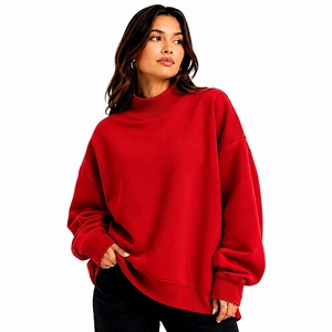 เสื้อสเวตเชิ้ตไหมพรมคอเต่าทรงโอเวอร์ไซส์สีพื้นสำหรับผู้หญิง เนื้อผ้าพรีเมียม นุ่มสบาย อุ่น  รับสกรีนโลโก้และป้ายแบรนด์ส่วนตัว - Product Image 1