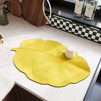 Tapis de drainage en feuille de bananier Kinoshita givré, taille L, en polyester absorbant, pour comptoir de cuisine et salle à manger