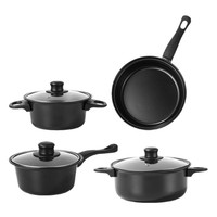 Ensemble de 13 ustensiles de cuisine en fonte avec couvercles en verre, compatible induction, poêle antiadhésive, marmite, casserole, design moderne