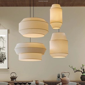 Lámpara de Techo de Tela Estilo Chino Wabi-Sabi, Lámpara Colgante Combinada para Salón de Té Japonés, Restaurante de Inspiración Zen - Product Image 3