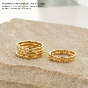 Nome della data inciso su misura Skinny <span class=keywords><strong>Band</strong></span> deliny impilamento nome anello per la sua moda in acciaio inox gioielli da donna - Product Image 6