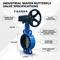 Vanne papillon à engrenage à vis sans fin D371X-16Q, corps en fonte ductile, siège souple EPDM, PN10 PN16 DN50-DN1200, pour eau (ouverture/fermeture)