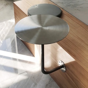 Simple Milk Tea Shop <strong>Side</strong> <strong>Table</strong> Coffee Shop Booth <strong>Table</strong> Wall-mounted Stainless Steel Small <strong>Round</strong> <strong>Table</strong> - Product Image 5