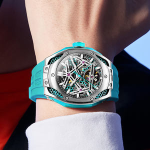 GELATU 6008 뜨거운 판매 스타일 사용자 정의 로고 oem 스켈레톤 속이 빈 스테인레스 스틸 뚜르비옹 자동 기계식 시계 - Product Image 4