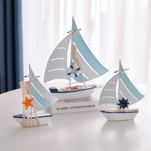 Modèle de voilier méditerranéen en fer forgé, ornement de bateau, ensemble multi-pièces, décoration pour la maison, le bureau ou le bureau à domicile - Product Image 1
