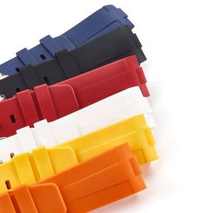 Correa de reloj de silicona vulcanizada de <span class=keywords><strong>24mm</strong></span> con hebilla dorada de Color puro para Panerai, correa de goma de lujo en rojo, naranja, verde, azul, blanco y negro - Product Image 6