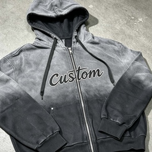 เสื้อฮู้ดดี้ผู้ชายทรงโอเวอร์ไซส์ ผ้าฝ้ายเฟรนช์เทอร์รี่ 100% ซิปแบบสั่งทำพิเศษ สไตล์วินเทจ หนานุ่ม พิมพ์ลาย ซันเฟด แอซิดวอช - Product Image 1