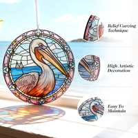 Art mural décoratif en vitrail Art Déco avec motif de mouette pour porte, terrasse, jardin, décoration intérieure