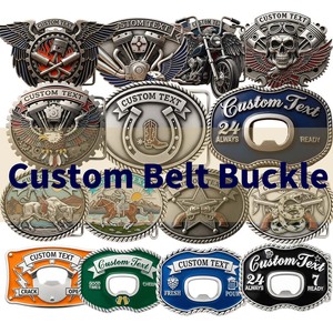 Fabricante personalizado 3D Logo motocicleta vaquero occidental antiguo niquelado Metal esmalte suave hebillas de cinturón para hombres - Product Image 1