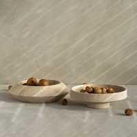 Bol à fruits en pierre de travertin naturel, bol décoratif sur pied, centre de table pour la décoration de la maison