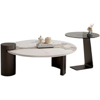 Table basse ronde moderne de luxe italienne en pierre frittée, ensemble de tables gigognes pour appartement, prix de gros usine