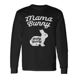 T-shirt à manches longues « Mama Bunny » – Mignon pour la grossesse, révélation du sexe, fête prénatale, prochainement maman - Product Image 1
