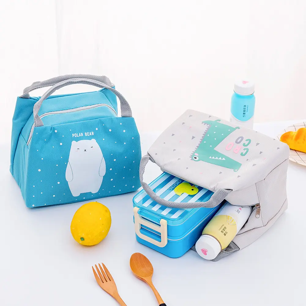 Wholesale Customized Portable Waterproof Insulated Cooler Bag Oxford Tote Bag Cute Lunch Bag For Kids