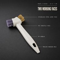 Brosse de nettoyage double tête à large application, 19 cm, avec poils en fil métallique et nylon, pour évier de cuisine, grille, joint de carrelage, usage domestique, lot économique