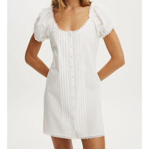 Vestido de Mujer Estilo Campestre Francés con Estampado Floral, Cuello Cuadrado, Mangas Abullonadas, Ribete de Encaje, Cintura Ajustada, Falda Corta en Línea A - Product Image 3