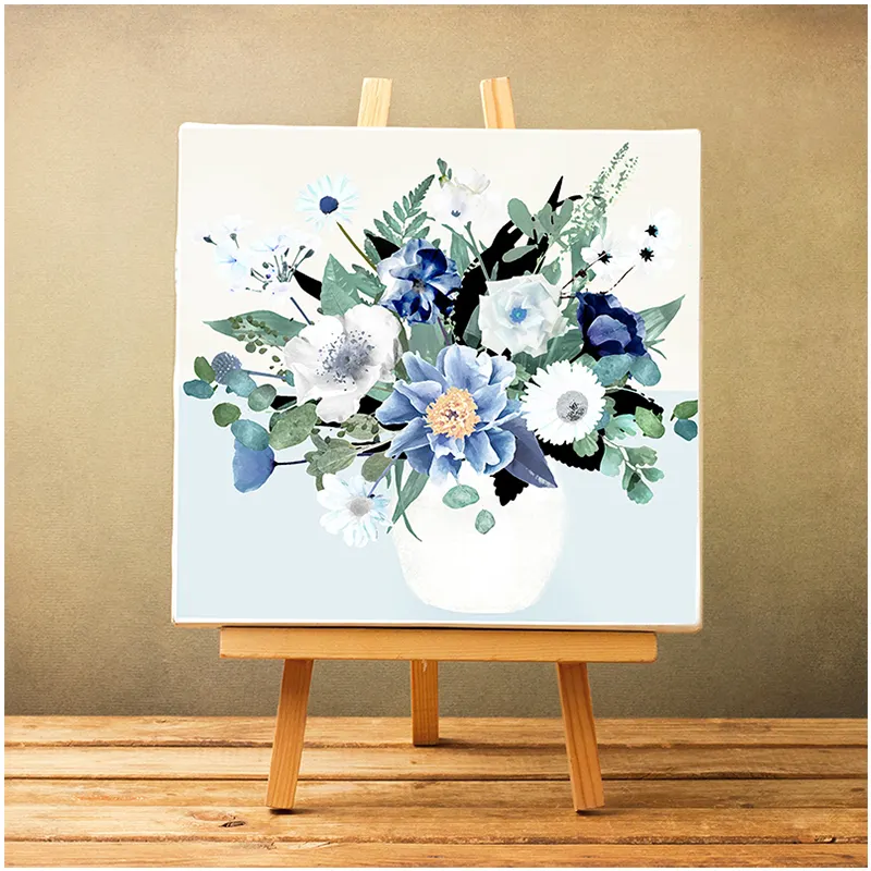 Amazon Choice – peinture à l'huile acrylique fleur bleue par numéros sur toile pour adultes et enfants débutants, Design personnalisé, cadeau facile à faire soi-même