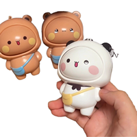 Yier Bubu Dudu Bubu Porte-monnaie en PVC léger à visages interchangeables, Pendentif de sac à dos et Porte-clés, Motif ours de dessin animé mignon