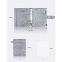 Carnet de notes A5 personnalisé à 6 anneaux en cuir PU grain crocodile avec pochette zippée pour le bureau