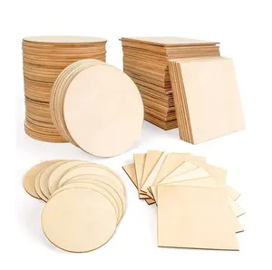 Custom Unfinished Natural round Wood Blank Discs Circle for Craft Supplies for Gift Box Card Model Decoration for Christmas