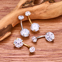 14G Sexy Körperschmuck Piercing Zirkon Kristall Bauchnabelpiercing Ohrring Bauchpiercing Runder Schmuck für Frauen Mädchen